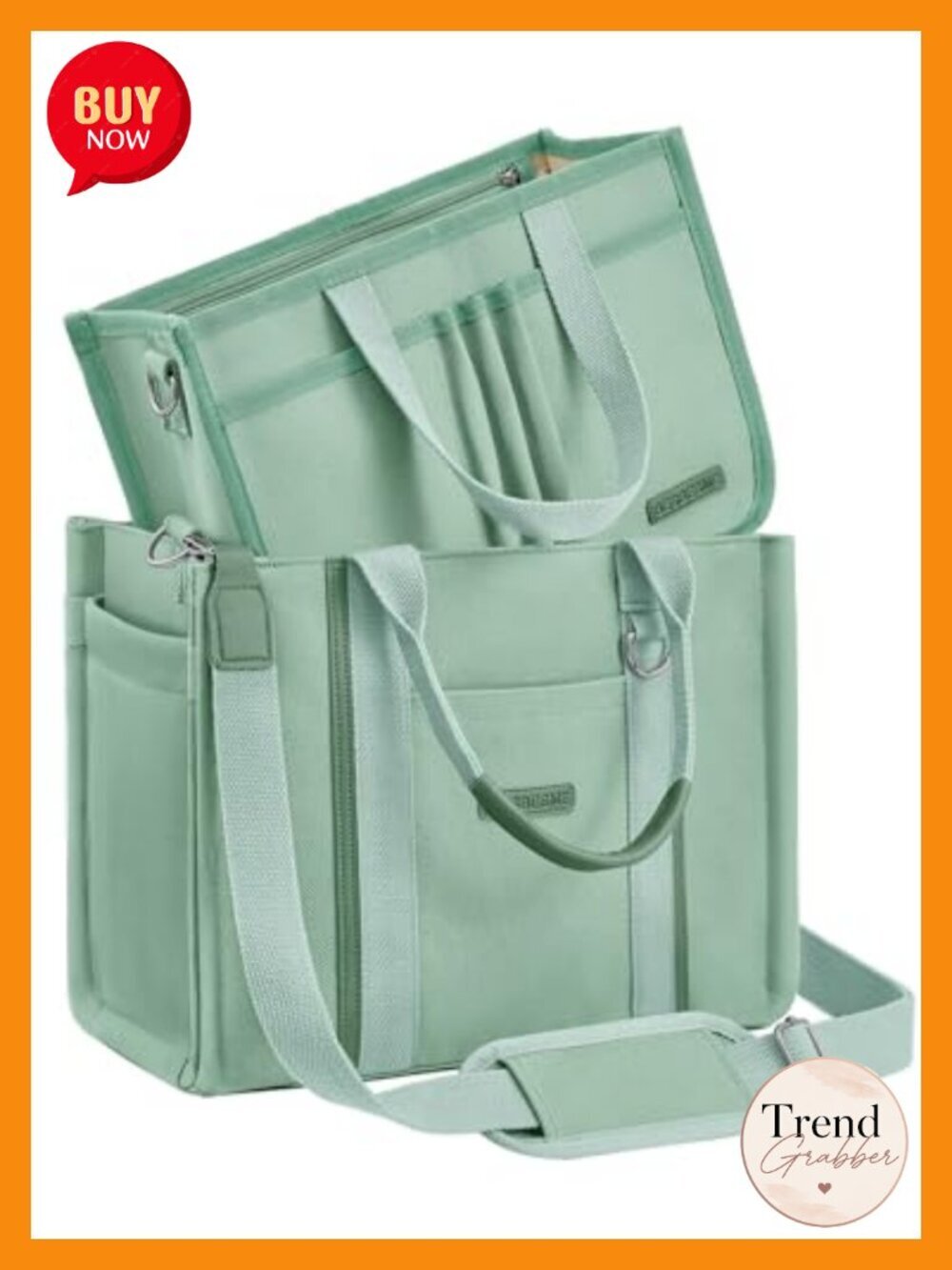Canvas Tote Bag with Zipper and Compartments – Multi-Pocket Laptop Work